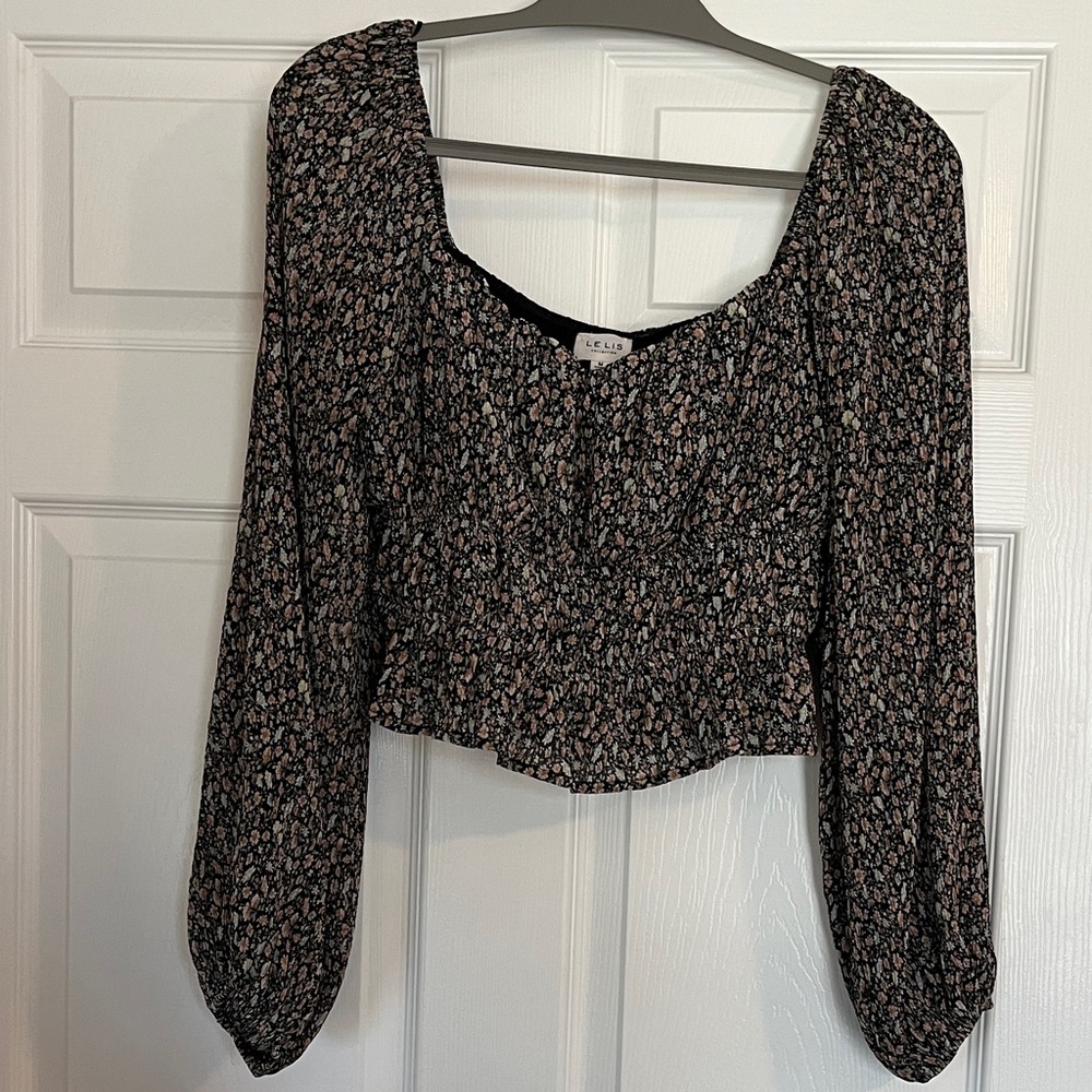 Le Lis Black and Pink Patterned Blouse